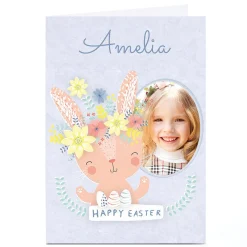 Card Factory Photo Juniper & Rose Easter Card - Pink Bunny