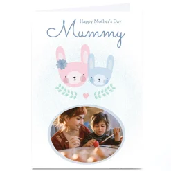 Outlet Photo Juniper & Rose Mother's Day Card - Mummy, Pink & Blue Bunnies Photo