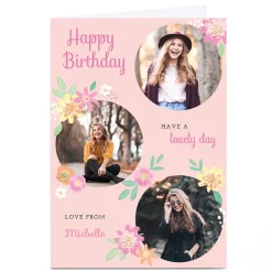 Discount Photo Kerry Spurling Birthday Card - Pink and Yellow Flowers Kids For Niece|For Friend