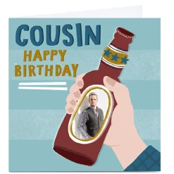 Photo Kerry Spurling Birthday Card - Beer Bottle, Cousin Premium Square|Photo