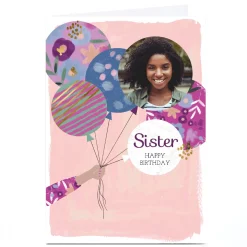 Card Factory Photo Kerry Spurling Birthday Card - Party Balloons, Sister