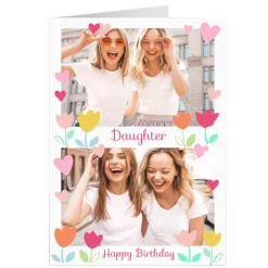 Card Factory Photo Kerry Spurling Birthday Card - Tulips & Hearts, Daughter