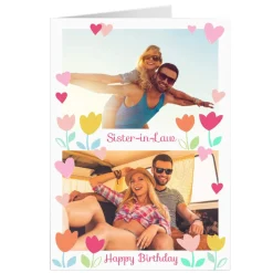 Clearance Photo Kerry Spurling Birthday Card - Tulips & Hearts, Sister-in-Law Photo|Birthday