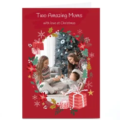 Photo Kerry Spurling Christmas Card - Red Gifts and Flowers Wreath Christmas|Photo