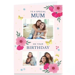 Card Factory Photo Klara Hawkins Birthday Card - Pink Florals