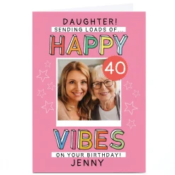 Card Factory Photo Lemon & Sugar Birthday Card - Happy Vibes Daughter, Editable Age