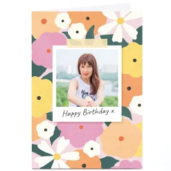 Online Photo Lemon & Sugar Birthday Card - Floral Polaroid Kids For Sister|For Niece