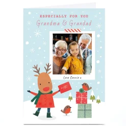 Card Factory Photo Lemon & Sugar Christmas Card - Grandma & Grandad, Reindeer