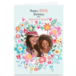 Card Factory Photo Lindsay Loves to Draw 40th Birthday Card - Flower Frame, Editable Age & Recipient