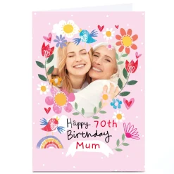 Card Factory Photo Lindsay Loves to Draw 70th Birthday Card - Floral Heart, Editable Age & Recipient