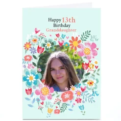 Kids Card Factory Photo Lindsay Loves to Draw 13th Birthday Card - Granddaughter Frame, Editable Age & Recipient