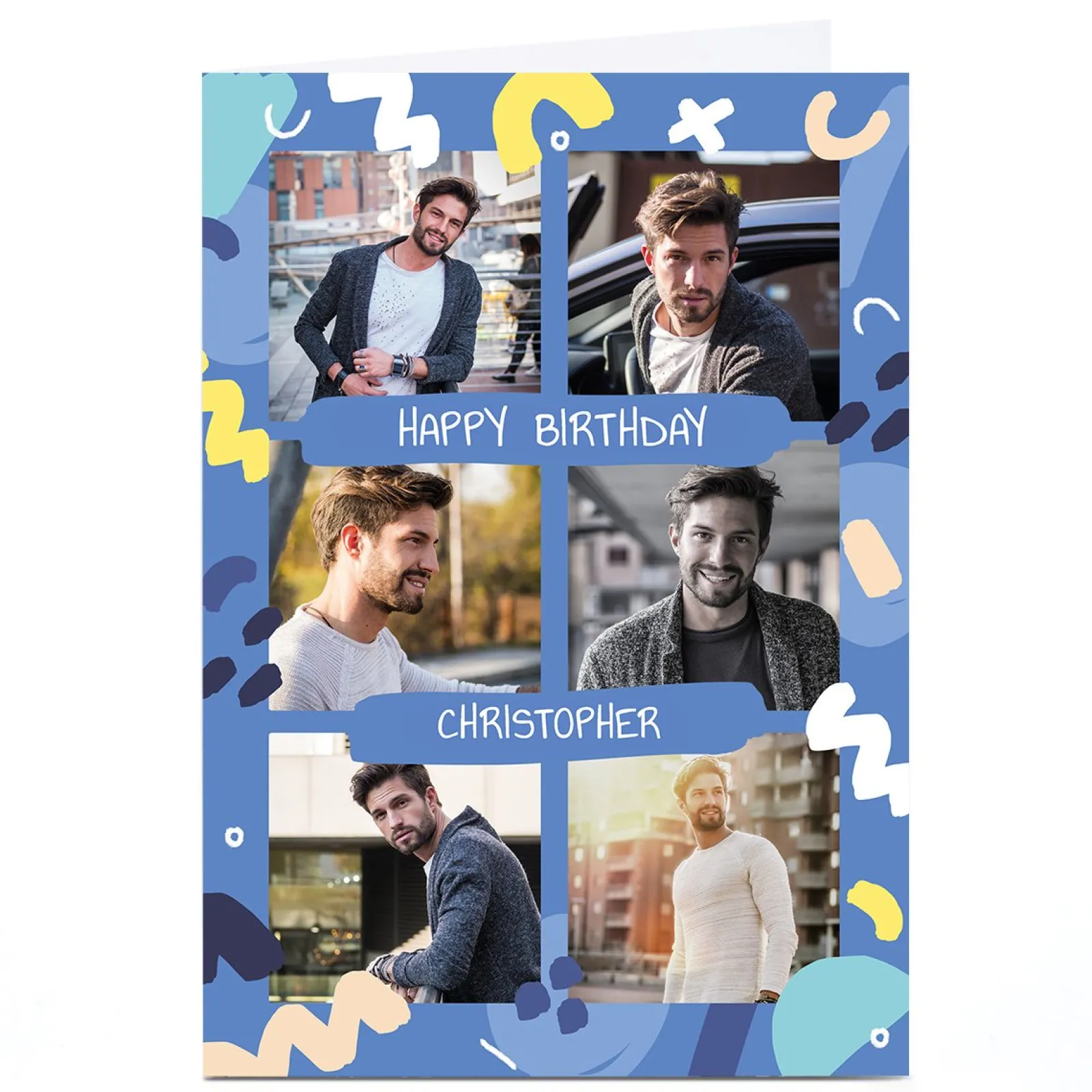 Outlet Photo Little Mono Birthday Card - Blue Abstract Congratulations|For Everyone