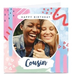 Sale Photo Little Mono Birthday Card - Cousin Premium Square|Photo