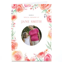 Online Photo Memorial Card - Floral Sympathy|Photo