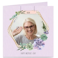 Clearance Photo Mother's Day Card - Floral Hexagon, Mam Photo