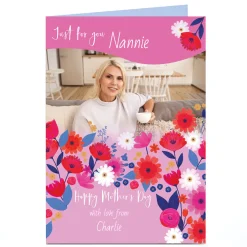 Outlet Photo Mother's Day Card - Flowers Pink Border Photo