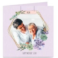 Card Factory Photo Mother's Day Card - Floral Hexagon