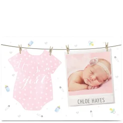 Hot Photo New Baby Card - Baby Girl Washing Line New Baby|Photo