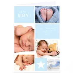 Outlet Photo New Baby Card - It's A Boy! Photo Collage New Baby|Photo