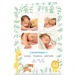 Card Factory Photo New Baby Card - Jungle Animals