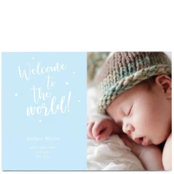Online Photo New Baby Card - Welcome To The World Blue New Baby|Photo