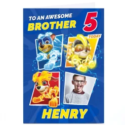 Kids Card Factory Photo Paw Patrol Birthday Card - Awesome Mighty Pups, Editable Age