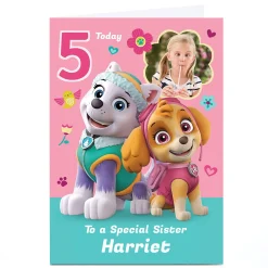Online Photo Paw Patrol Birthday Card - Skye & Everest, Editable Age Kids For Sister|For Granddaughter
