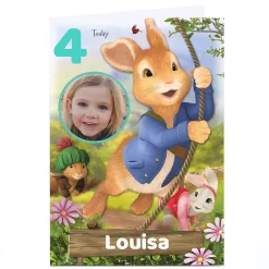Kids Card Factory Photo Peter Rabbit Birthday Card, Editable Age & Recipient