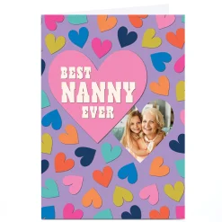 New Photo Pigment Mother's Day Card - Best Nanny Ever Hearts Photo