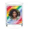 Card Factory Photo Pomegranate & Cashmere Scented Happy Birthday Candle - Rainbow Stripes
