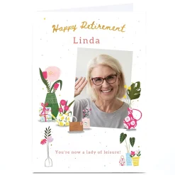 Card Factory Photo Retirement Card - Flowers & Vases