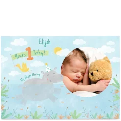 Kids Card Factory Photo 1st Birthday Card - Hip Hippo Hooray