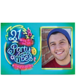 Outlet Photo 21st Birthday Card - Party Vibes, Neon Sign BOY For Son|For Nephew