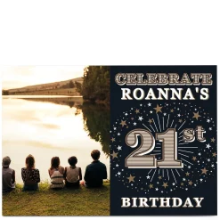 Card Factory Photo 21st Birthday Invitation - Gold Stars