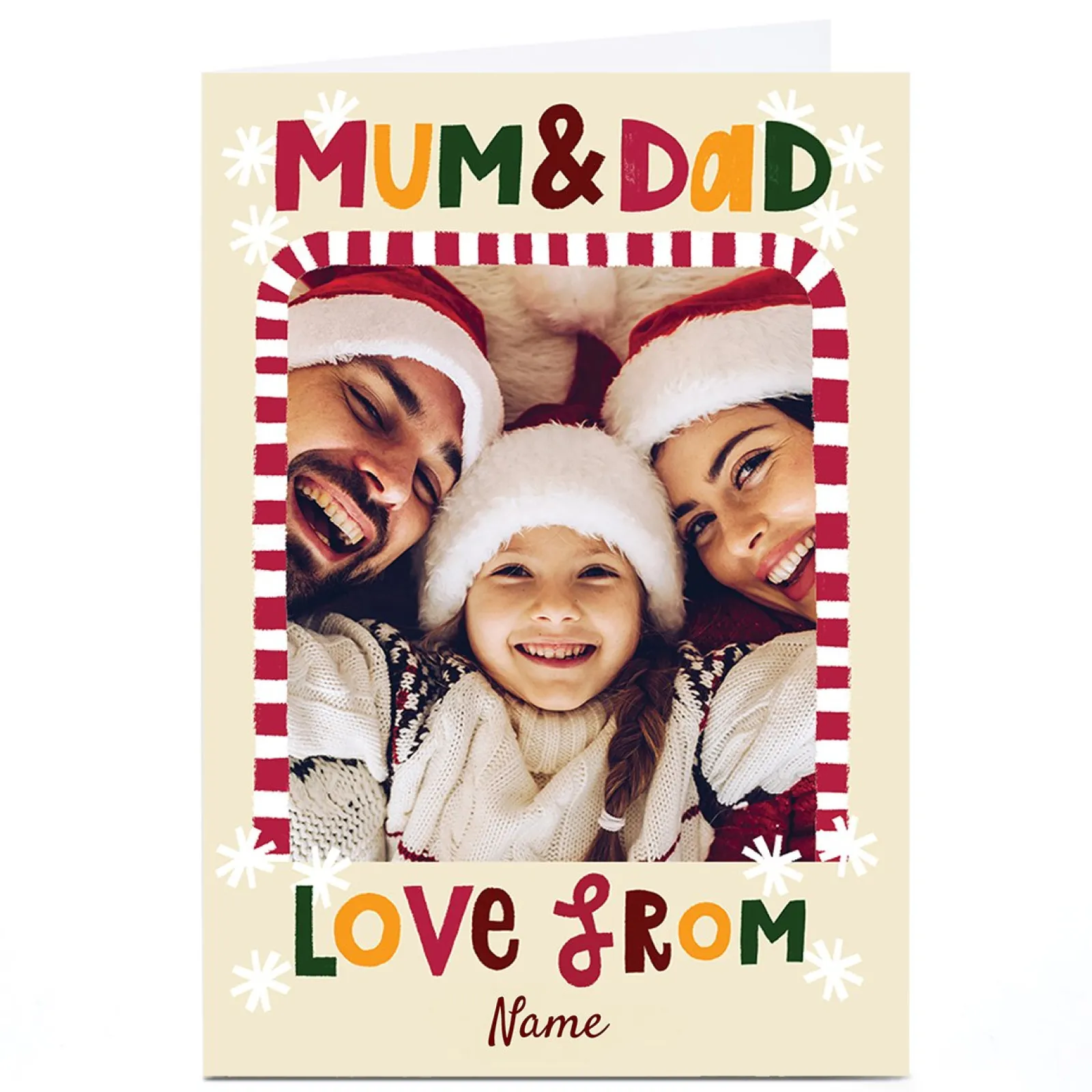 Best Photo Stevie Studio Christmas Card - Candy Cane Frame, Mum & Dad Christmas|Photo