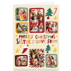 Card Factory Photo Stevie Studio Christmas Card - Festive Frames and Drawings, Sister