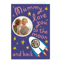 Card Factory Photo Stevie Studio Mother's Day Card - Mummy, Love You to The Moon and Back