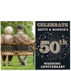Online Photo 50th Anniversary Invitation - Gold Stars Invitations|Anniversary Party