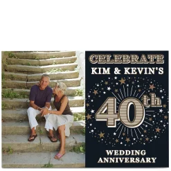 Photo 40th Anniversary Invitation - Gold Stars Invitations|Anniversary Party