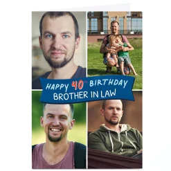 New Photo 40th Birthday Card - 4 Photos Any Relation, Editable Age BOY For Son|For Husband