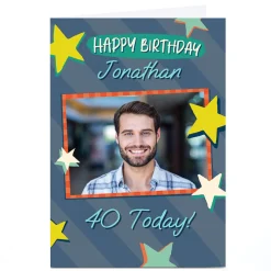 BOY Card Factory Photo 40th Birthday Card - 40 Today Stars