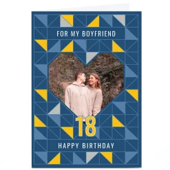 New Photo 18th Birthday Card - Geometric Heart, Boyfriend, Editable Age BOY For Boyfriend|18Th Birthday