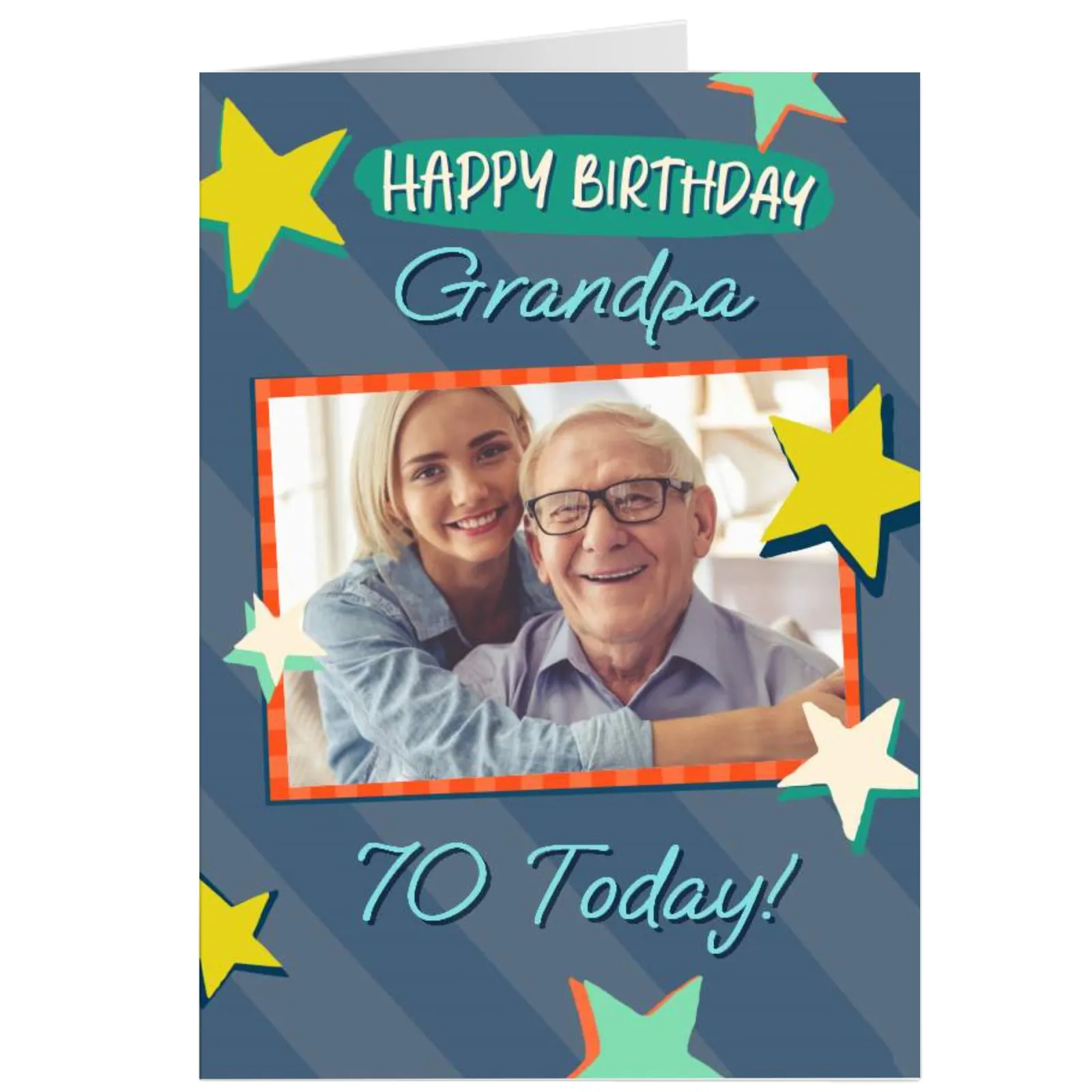 Card Factory Photo 70th Birthday Card - Grandpa, 70 Today Stars