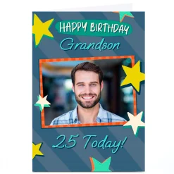 Card Factory Photo 25th Birthday Card - Grandson, 25 Today Stars
