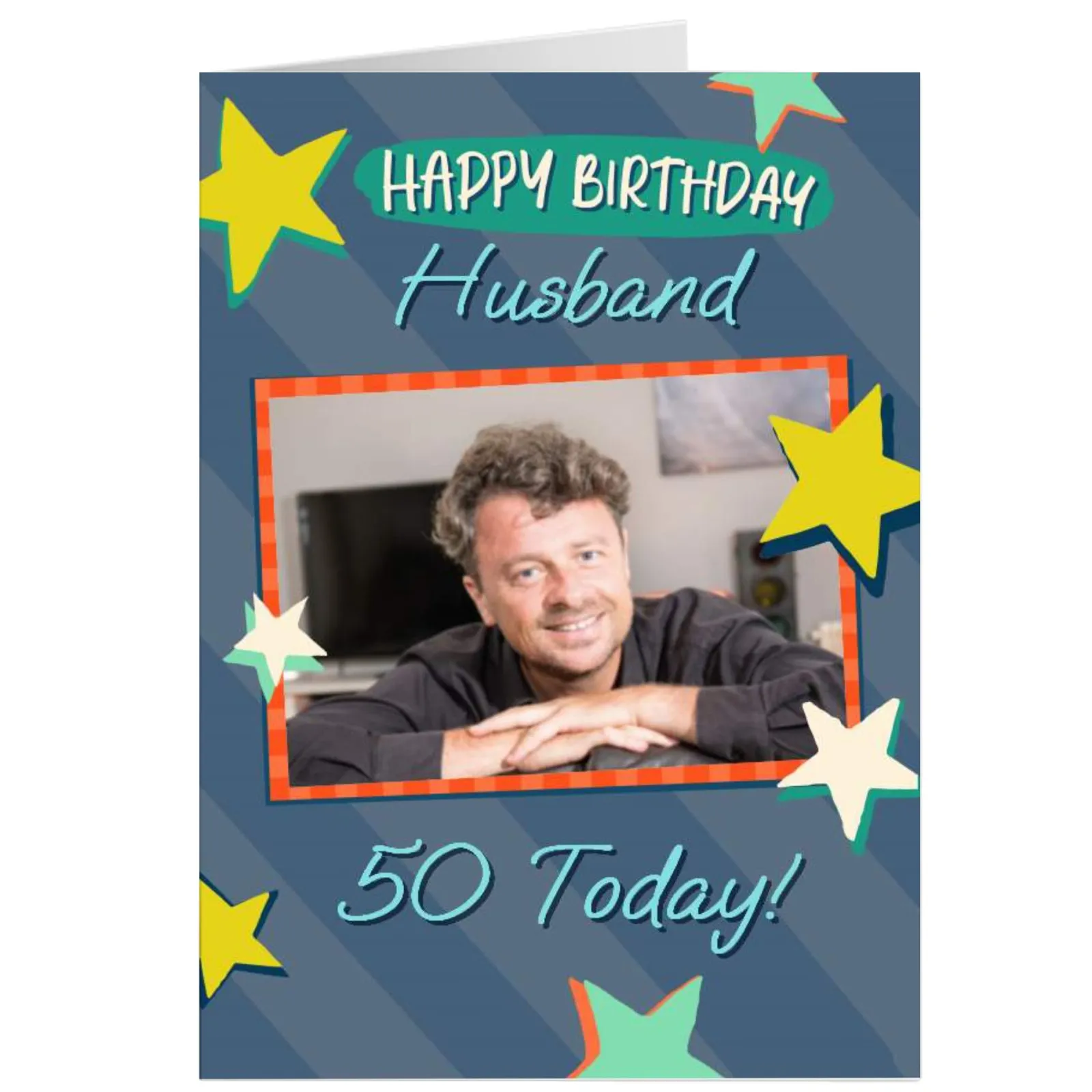 Discount Photo 50th Birthday Card - Husband, 50 Today Stars BOY For Husband|For Boyfriend