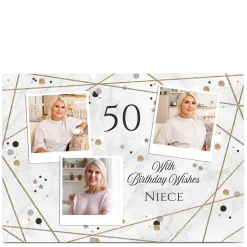 Best Photo 50th Birthday Card - Polaroid Sparkles, Niece, Editable Age For Wife|For Mum