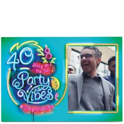 BOY Card Factory Photo 40th Birthday Card - Party Vibes, Neon Lights