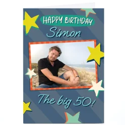 BOY Card Factory Photo 50th Birthday Card - The Big 50 Stars