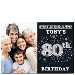 Hot Photo 80th Birthday Invitation - Silver Stars 80Th Birthday|Invitations