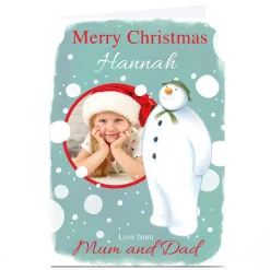 Card Factory Photo The Snowman Christmas Card - 1 Photo Merry Christmas, Any Name